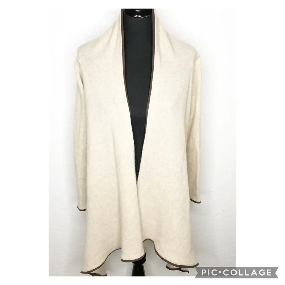 Michele Negri cream tan cashmere open front cardigan